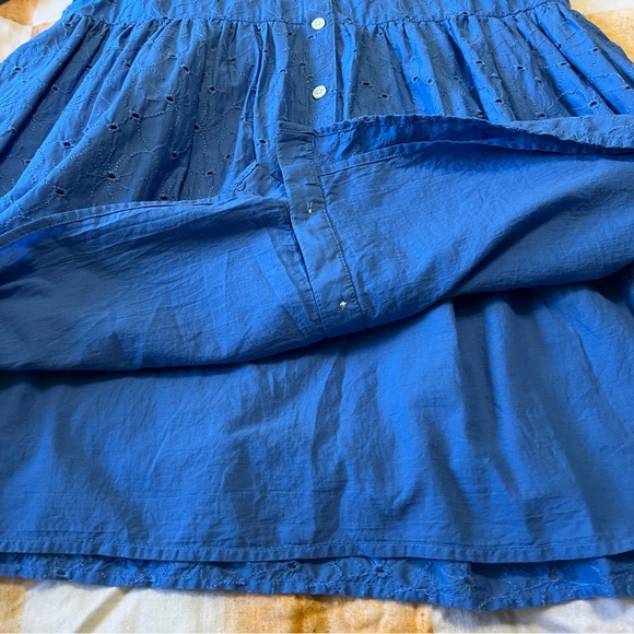 J. Crew Eyelet Blue Long-Sleeve Shirt Dress 10 - Picture 7 of 10
